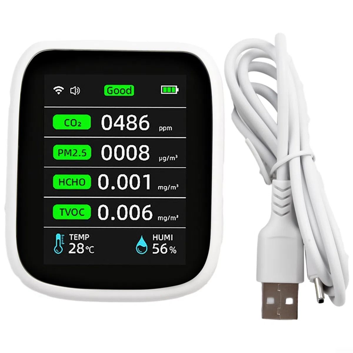 Misuratore di qualità dell'aria interna, per Tuya Smart WiFi Air Quality Monitor, Compatibile con per Tuya App, Contatore d'aria interno WiFi, Rilevatore sensore NDIR PM2 5, PM10