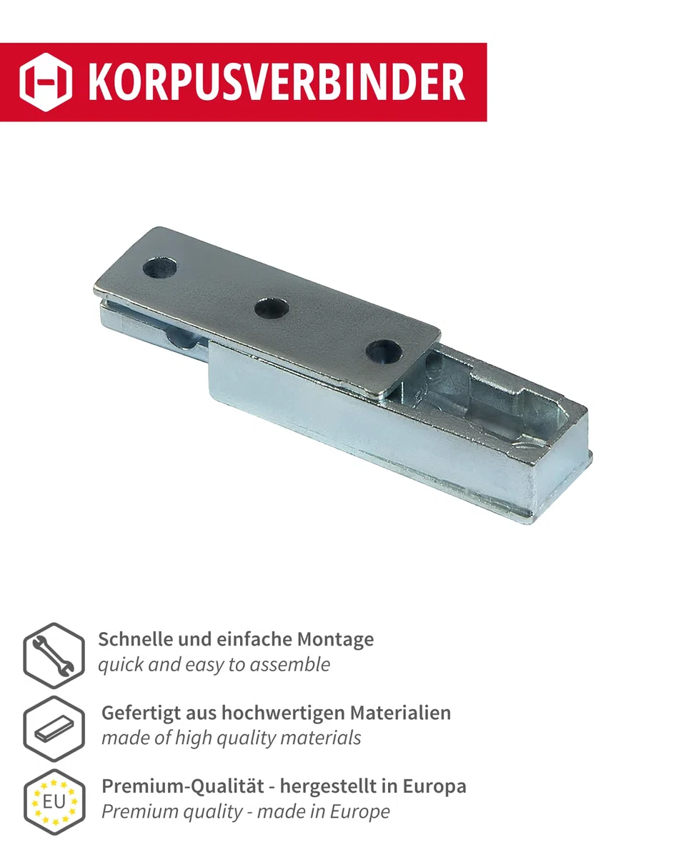Gedotec Connettore per mobili connettore per letto nascosto Connettore corpo in metallo SOLID | Raccordo connettore sospeso per letti, mobili e costruzioni metalliche | Capacità fino a 250 kg | 25 set