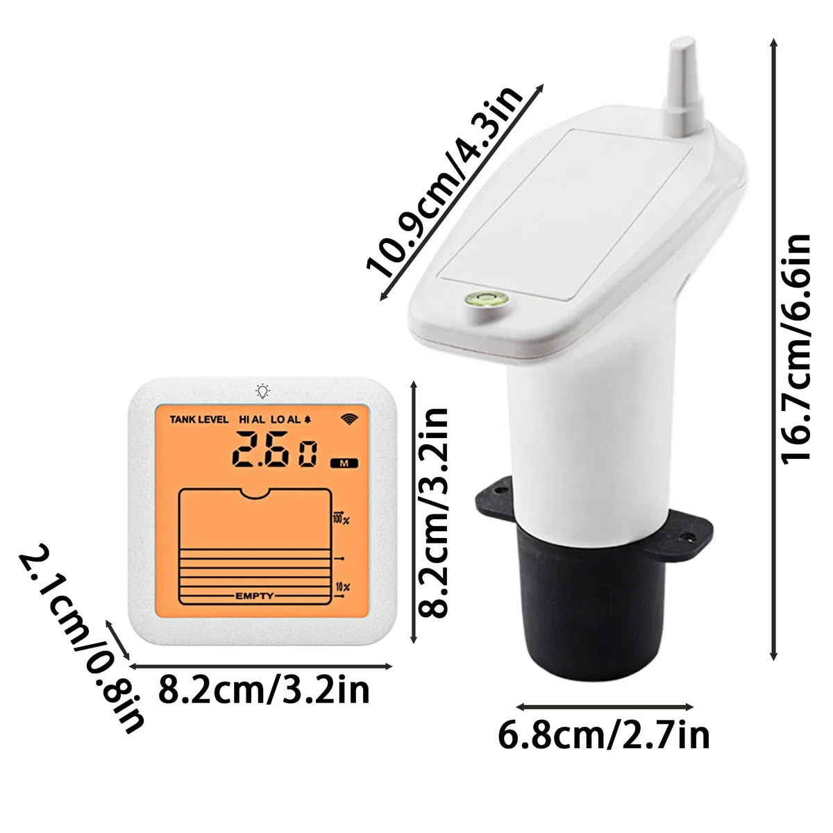 Sensore Livello Acqua, Misuratore Profondità Pozzo Ultrasuoni, Display Digitale Misuratore Capacità Serbatoi Utilizzo Domestico