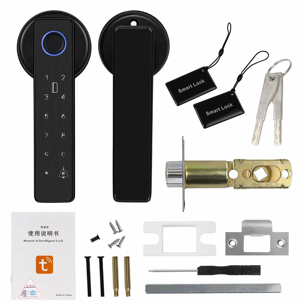 Smart Door 5-in-1 Lock Maniglia Porta Elettronica con Tastiera Password WiFi TUYA Smart Lock con Improntata Biometrica Digitale RFID IC Card Touch per Casa Ufficio Appartamento