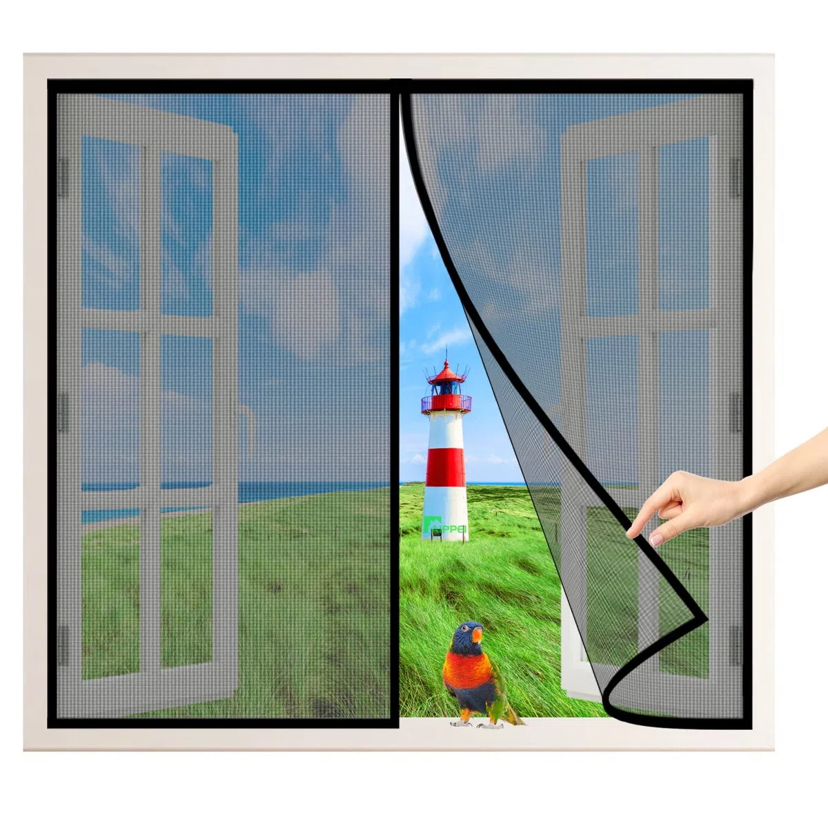 Tenda Zanzariera Finestra Magnetica, 200x220 cm Tendina Magnetica, Adsorbimento Magnetico Pieghevole Si Chiude da Sola, per Finestre da Balcone Cantine Terrazze, Nero P