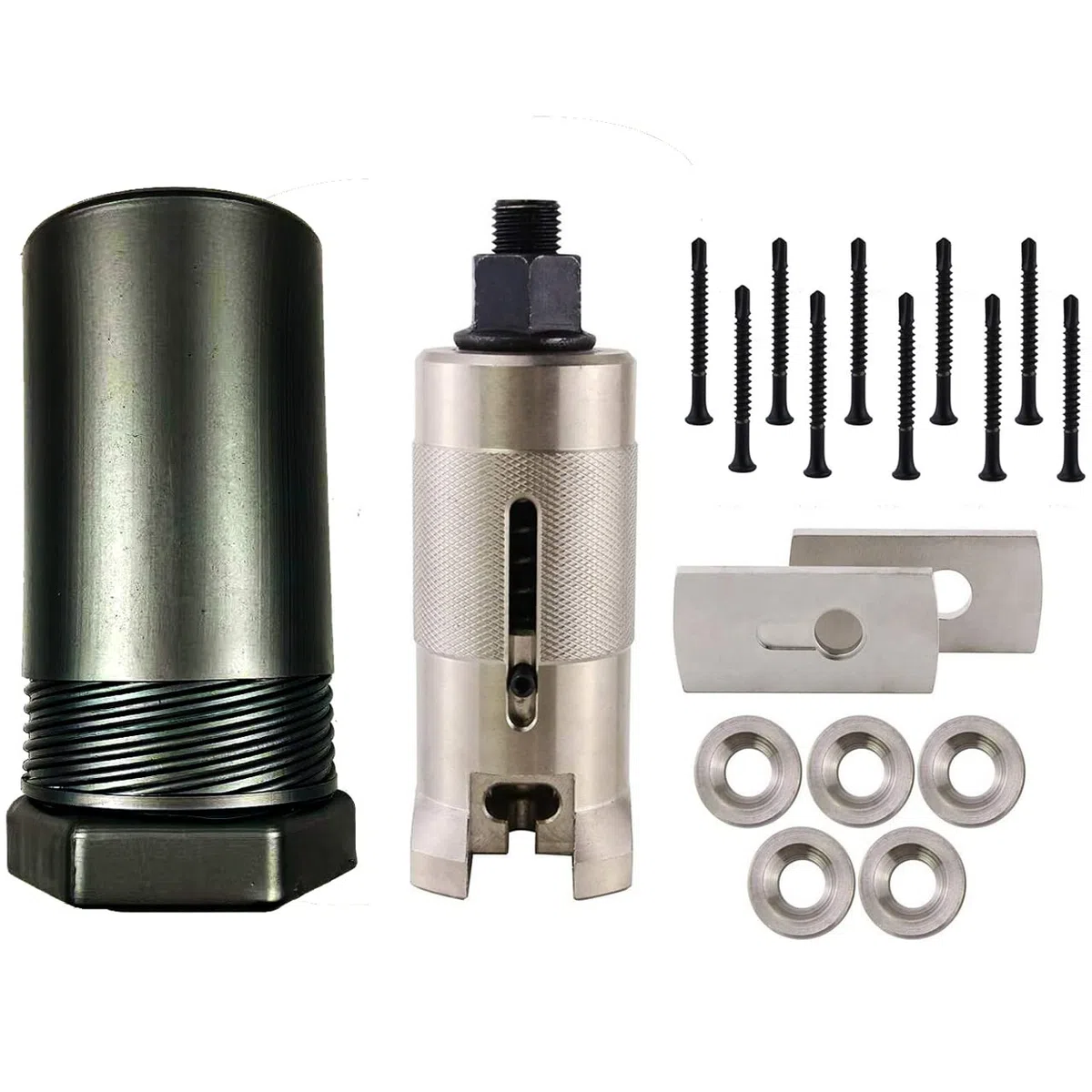 Estrattore di cilindri di serrature professionale per fabbri, con kit composto da viti, flangia, guarnizione, estrattore di cilindri di porte, tirachiodi, in acciaio inox (viti da 4,8 mm)