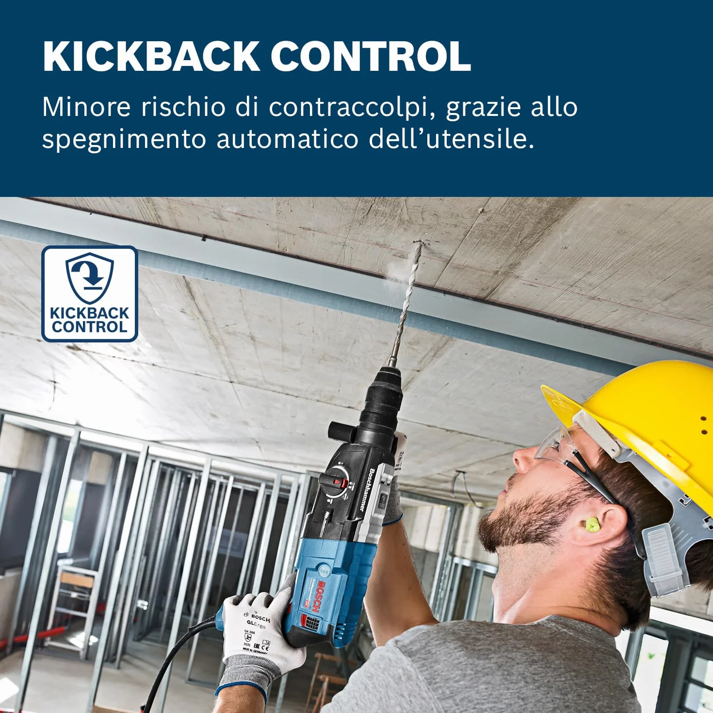 Bosch Professional 0611267600 Martello Perforatore con Attacco SDS-Plus GBH 2-28 F, Mandrino Autoserrante 13 mm, in Valigetta, W, 230 V, Nero, 880 Watt, 0 – 900 giri/min