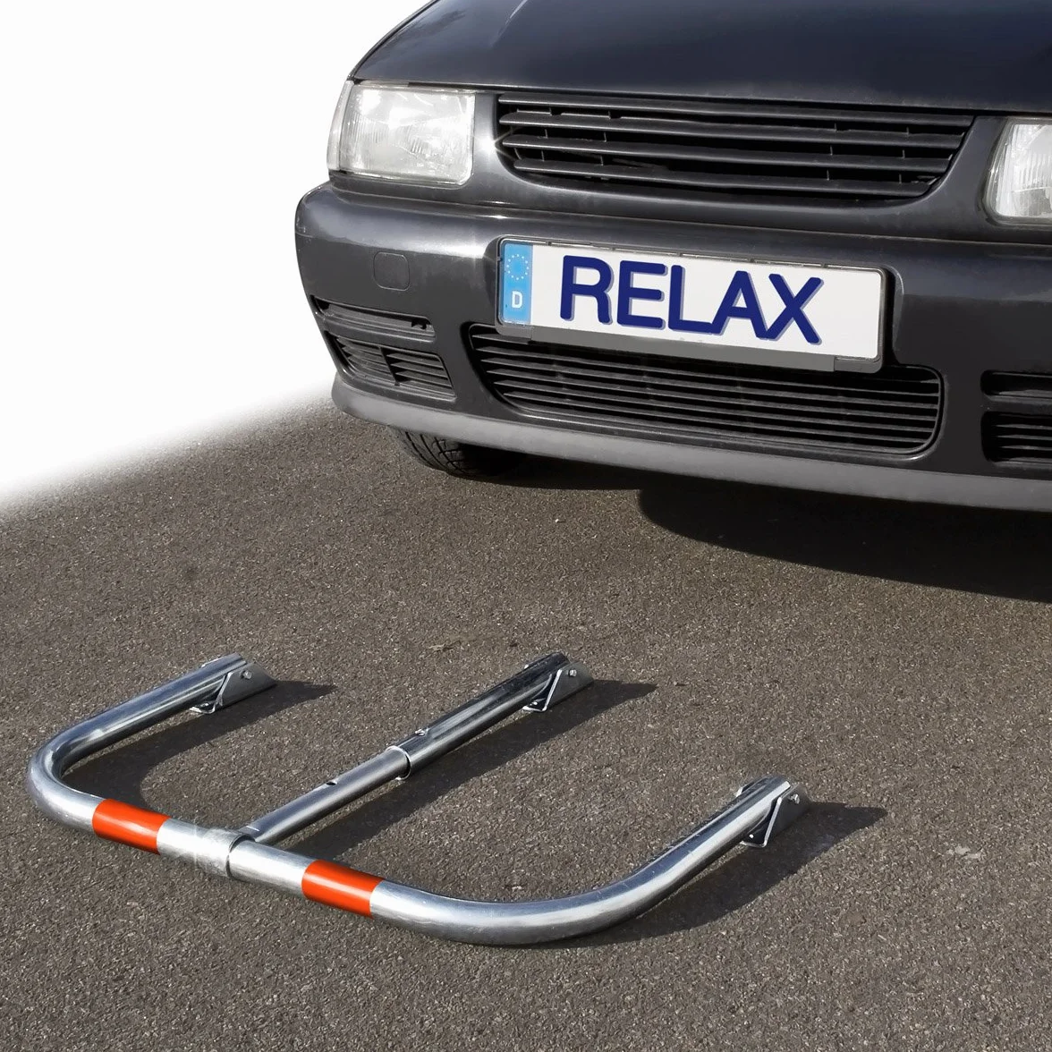 Relaxdays Barriera Parcheggio, Blocco Posto Auto, Archetto Dissuasore, Acciaio, 45x76x32 cm, Sbarra Posteggio, Argento