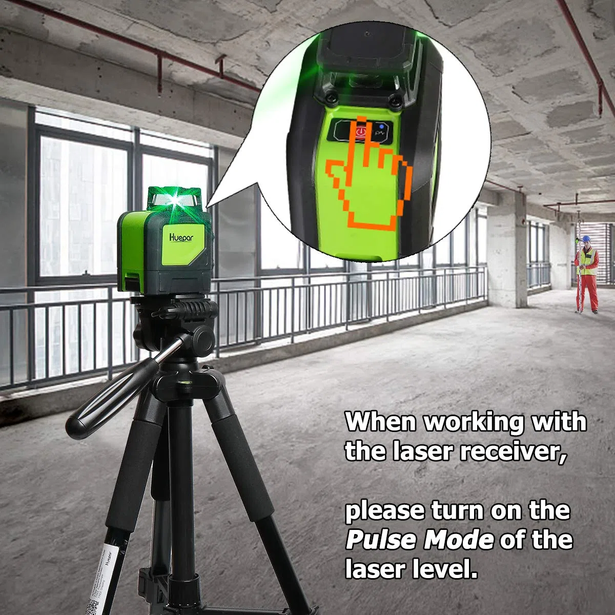 Huepar LR-6RG Ricevitore Laser per Huepar Livella laser a impulsi, Rileva Raggio Laser Rosso e Verde fino a 60m, Display a LED a tre lati, Timer di Spegnimento Automatico