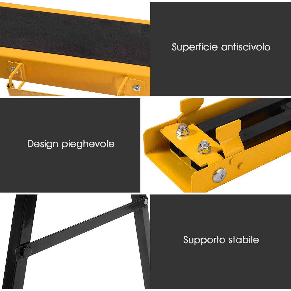GYMAX Coppia Cavalletti per Segare, Carico 275 kg, Trespoli Pieghevole, Telaio in Metallo, Stabile, Portatile e Leggero, Set di 2 Cavalletti da Lavoro (1)