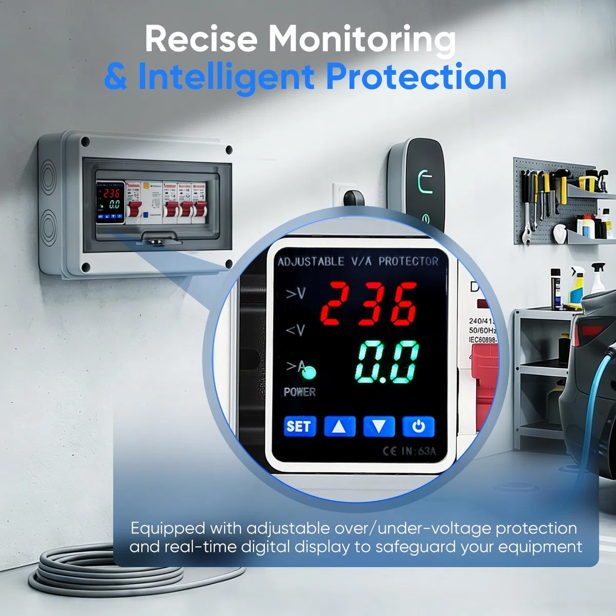 Quadro Portafusibili Parete, Quadro Distribuzione Parete IP65 Sezionatori AC 32A 16A 10A Quadro Distribuzione Dell'alimentazione Interruttore Automatico 63A Per Uso in Officina e Domestico