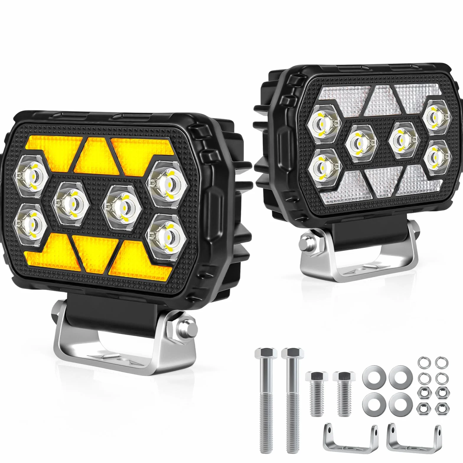 antom 2 pezzi faro led moto 168W 9-60V 18000 lumen faretti led 12v IP68 impermeabile 4,5 pollici fari supplementari per escavatori, trattori, rimorchi, ATV, appassionati di outdoor