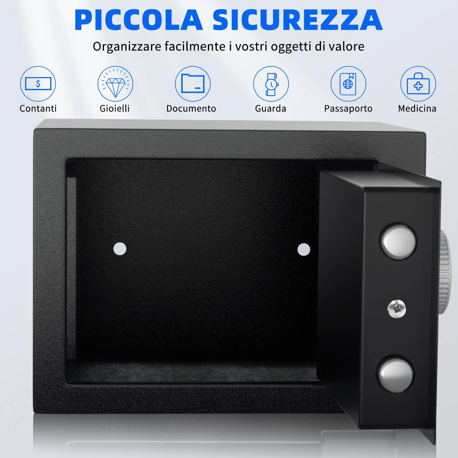 SINZUX Safe Cassaforte da Muro,Cassaforte per Armadietto per Ufficio Domestico,Cassaforte elettronica digitale con sistema di allarme intelligente,(23x17x17cm)-6.6L con Chiave