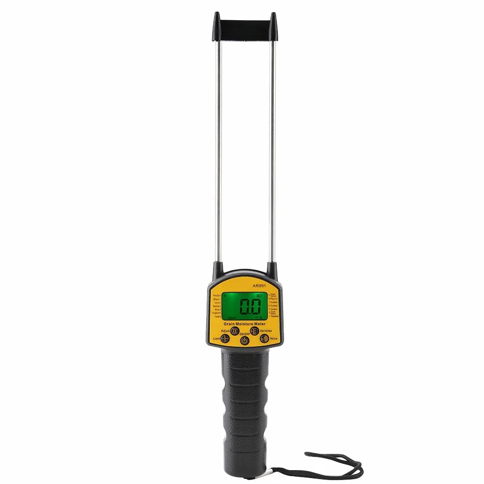 Misuratore Umidità Fieno,Misuratore di umidità per cereali LCD digitale AR991, tester di umidità per umidità portatile, analizzatore di contenuto d'acqua con sonda di misurazione per grano, mais