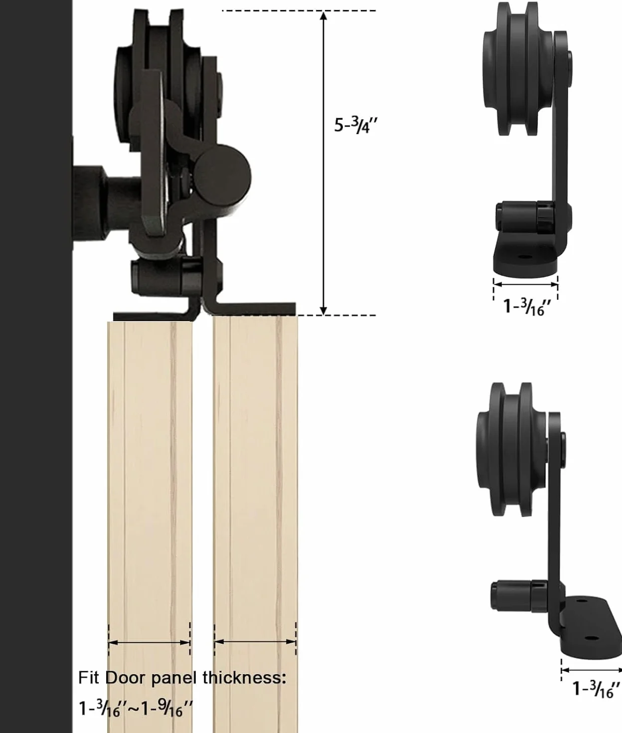 5FT/152CM Binario per Porta Scorrevole Kit per Coincide Doppia Porta Barn Bypass Sistema Nero Forma T