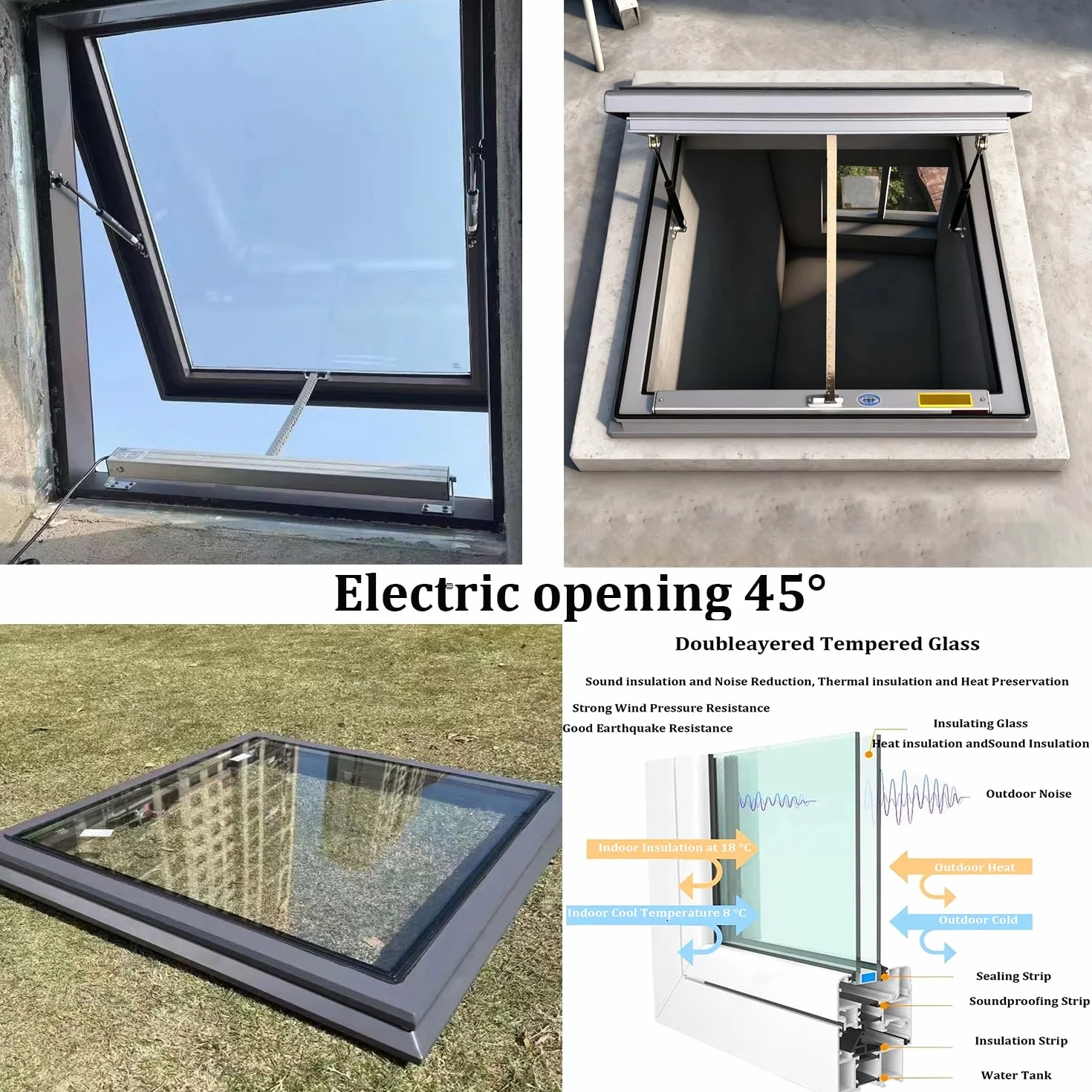 Finestra da tetto elettrica con protezione solare e zanzariera, impermeabile, per illuminazione naturale e ventilazione