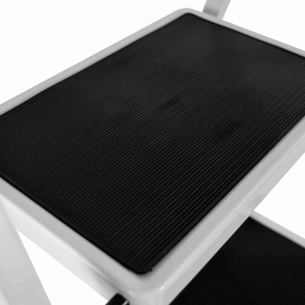 Scaletta a 3 gradini con corrimano di sicurezza, con gradini antiscivolo, scala pieghevole e portatile, in acciaio robusto, capacità massima di 150 kg, ideale per casa/cucina/garage