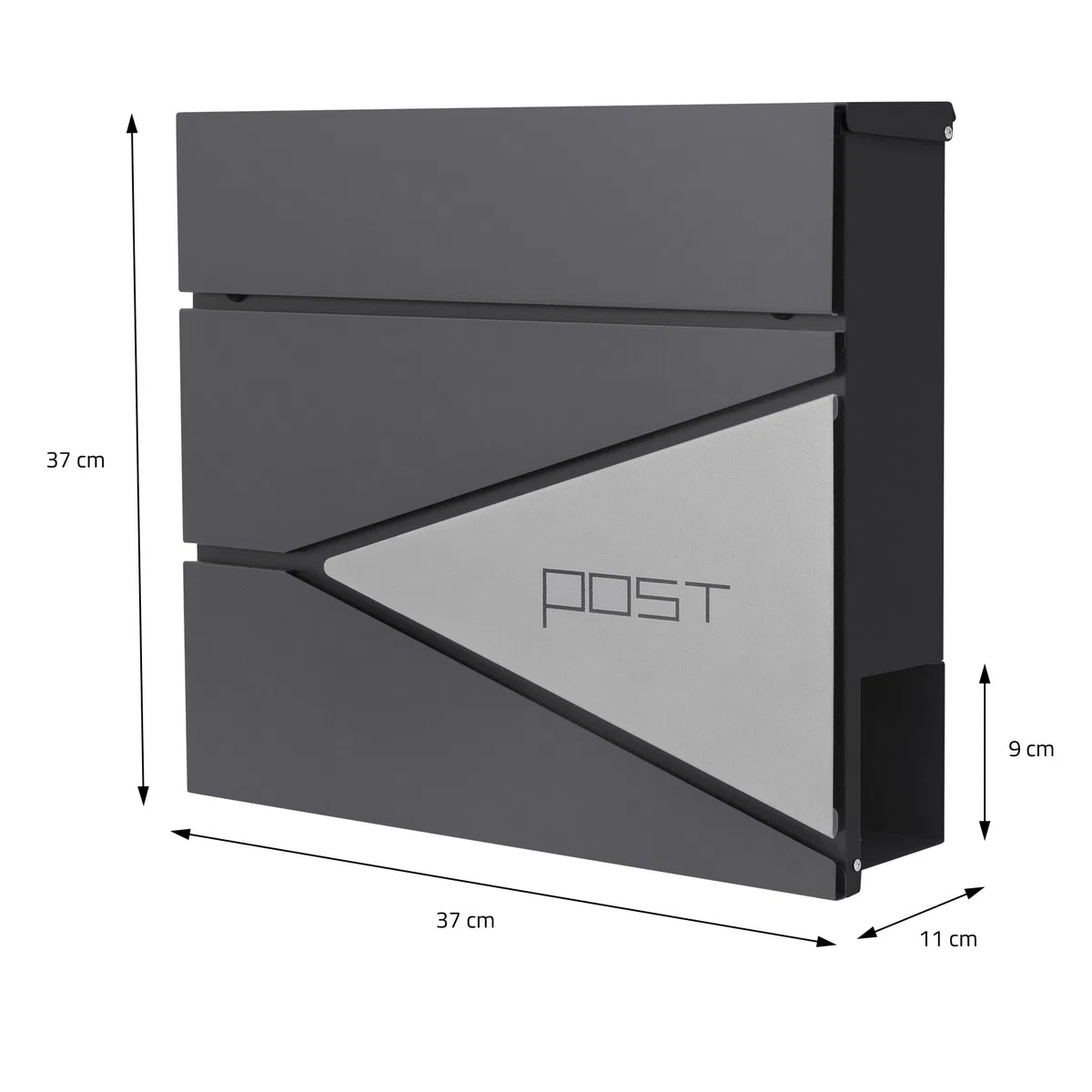ML-Design Cassetta Postale per Lettere in Acciaio Verniciato a Polvere Antracite Argento 37 x 37 x 11 cm con Scomparto per Giornali Riviste Serratura a 2 Chiavi incl. Materiale per Montaggio a Muro