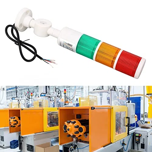 Semafori a Torre a LED, DC 24V Spie Industriali a 3 Livelli con Allarme Acustico Ip54 Indicatore Luminoso a Torre a Colonna Pieghevole Luce Lampeggiante Fissa Commutabile