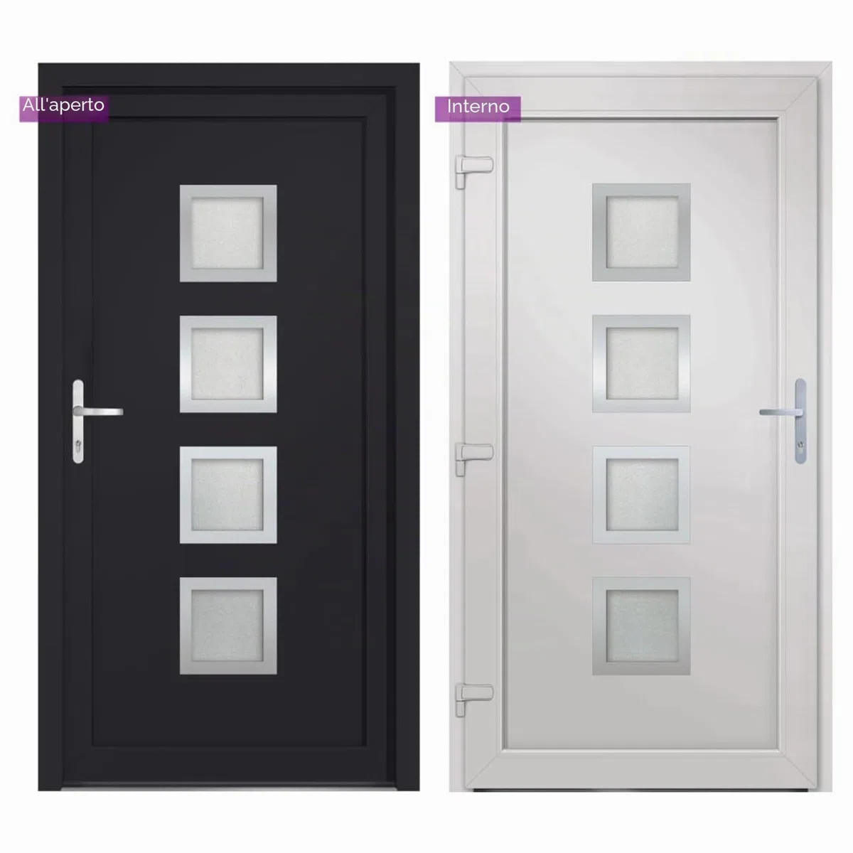 Gecheer Porta Ingresso Antracite 98x190 cm in PVC, Porta Esterna in PVC, Portoncino Ingresso Esterno