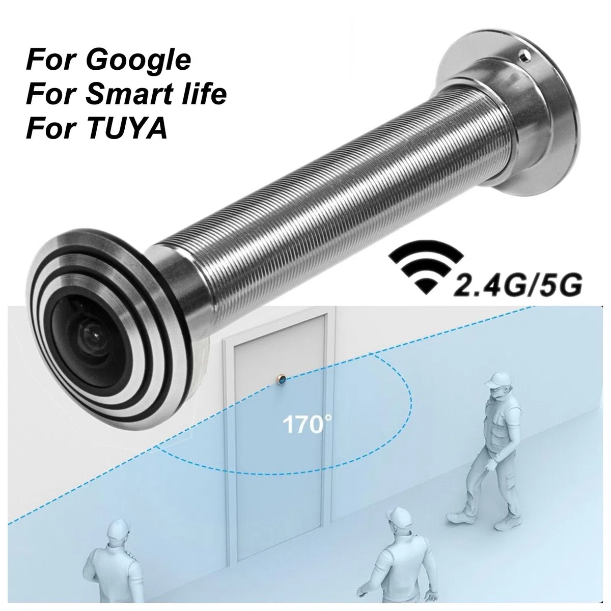 Telecamera Spioncino per Porta, Telecamera IP 1080P Full HD per Occhiello per Porta 5G Dual Band WiFi APP Controllo 2MP 1.6mm Spioncino per Porta con Conversazione (Spina europea)