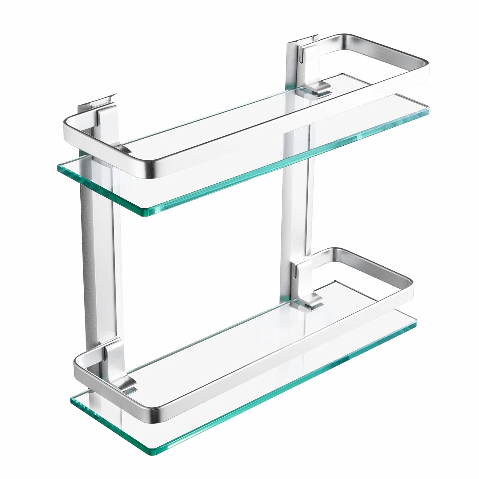 KES Mensola da Bagno Alluminio Mensole Doccia Parete 2 Ripiani 8 mm vetro temperato extra spesso rettangolare Argento, A4126B