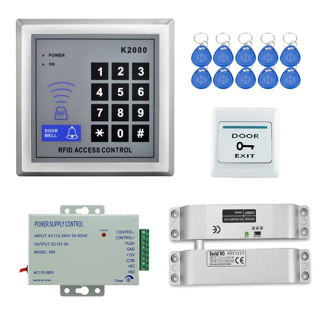 YAVIS Completo set RFID porta accesso controllo sistema kit + serratura a bullone elettrico + 110-240 V AC 12 V DC 3 A 36 W Power Supply + prossimità porta tastierino numerico 10 + Bottoni EXIT