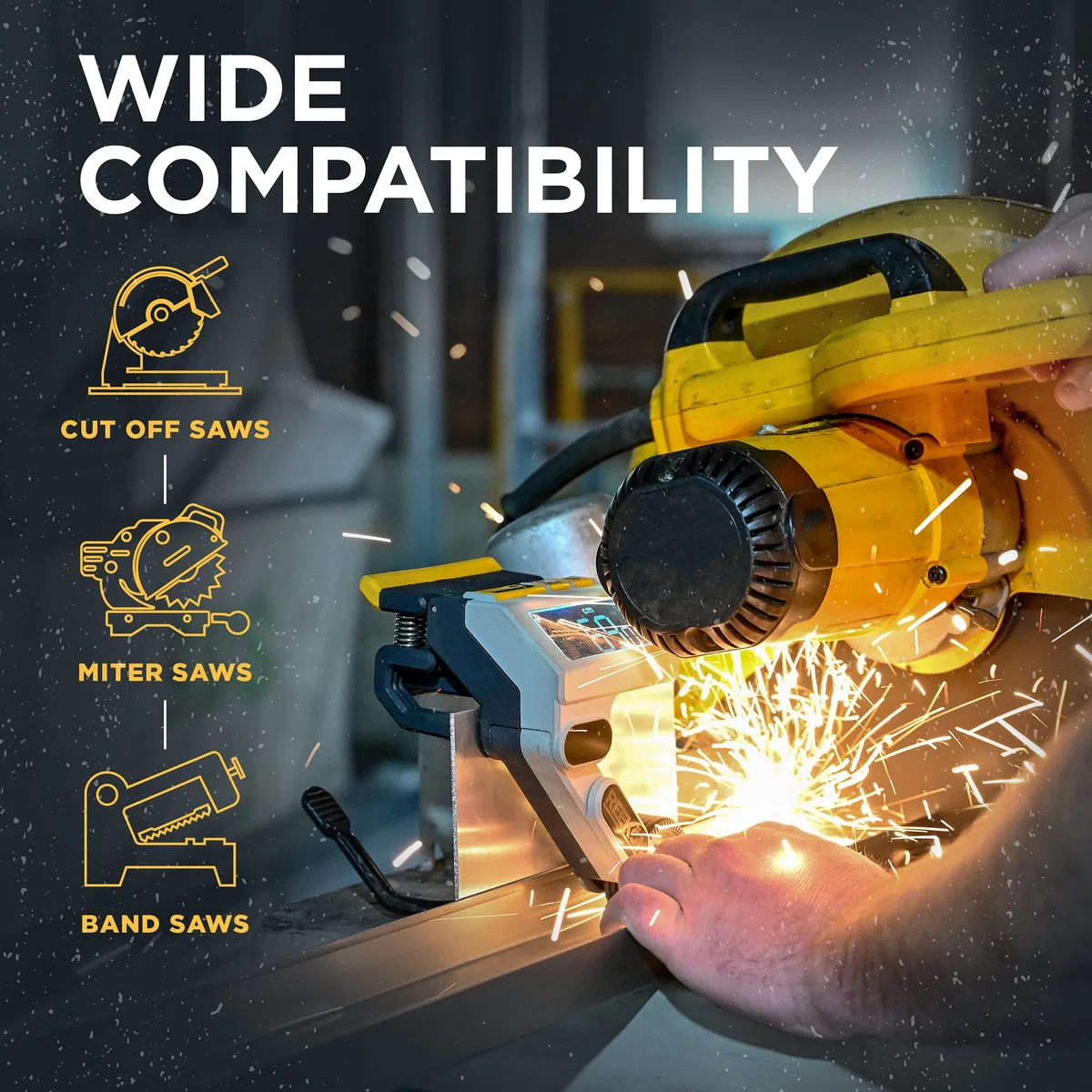 REEKON M1 Caliber strumento di misurazione per troncatrici: rende superfluo misurare e tracciare i materiali, riduce i tempi di taglio e aumenta la sicurezza, misura materiali piatti e cilindrici