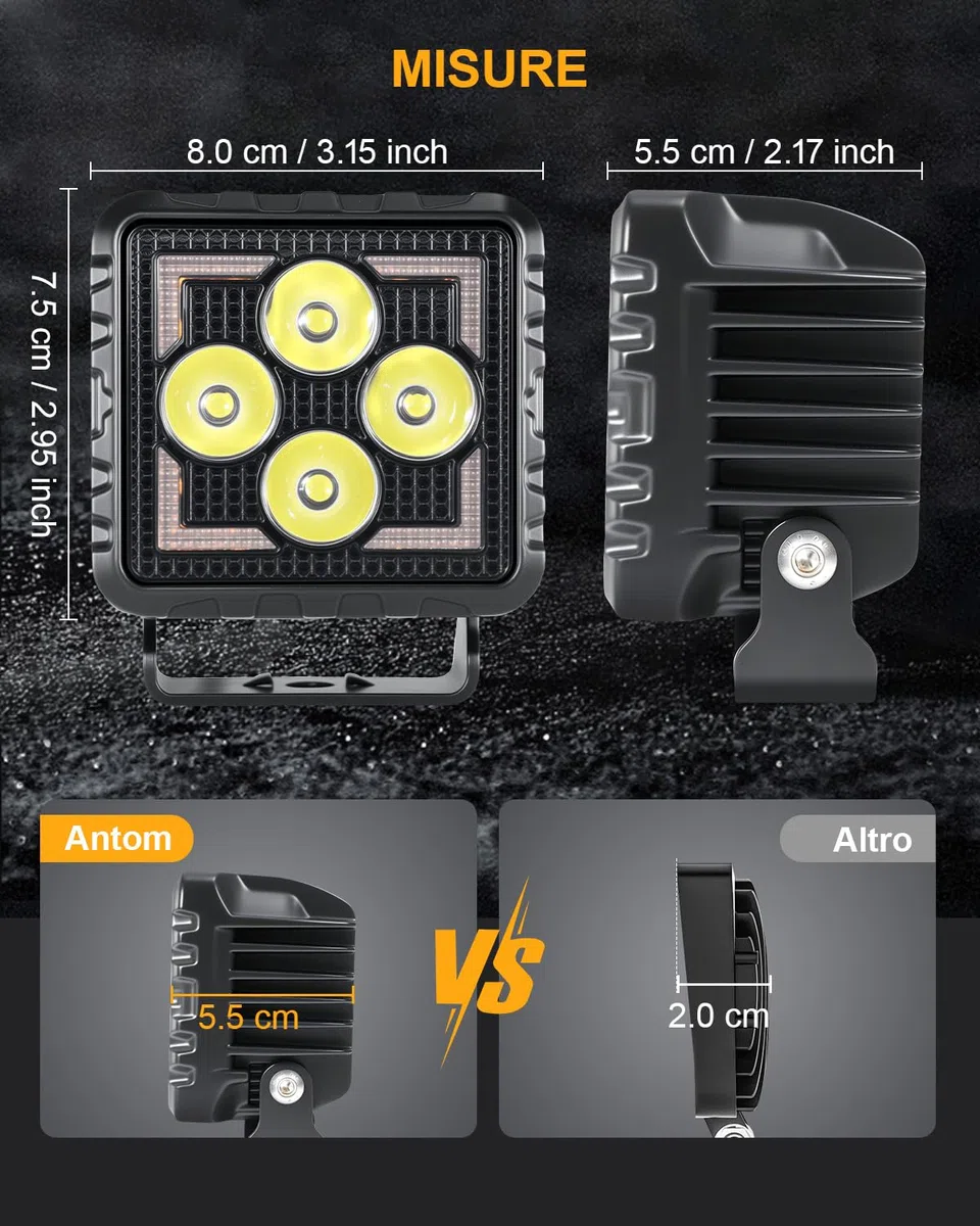antom 2 Pezzi Fari LED 28000 Lumen 3000K/6500K Fari Aggiuntivi 12V 24V IP68 Con Chip LED Di Alta Qualità Per SUV, UTV, Escavatori, Trattori, ATV Fuoristrada.