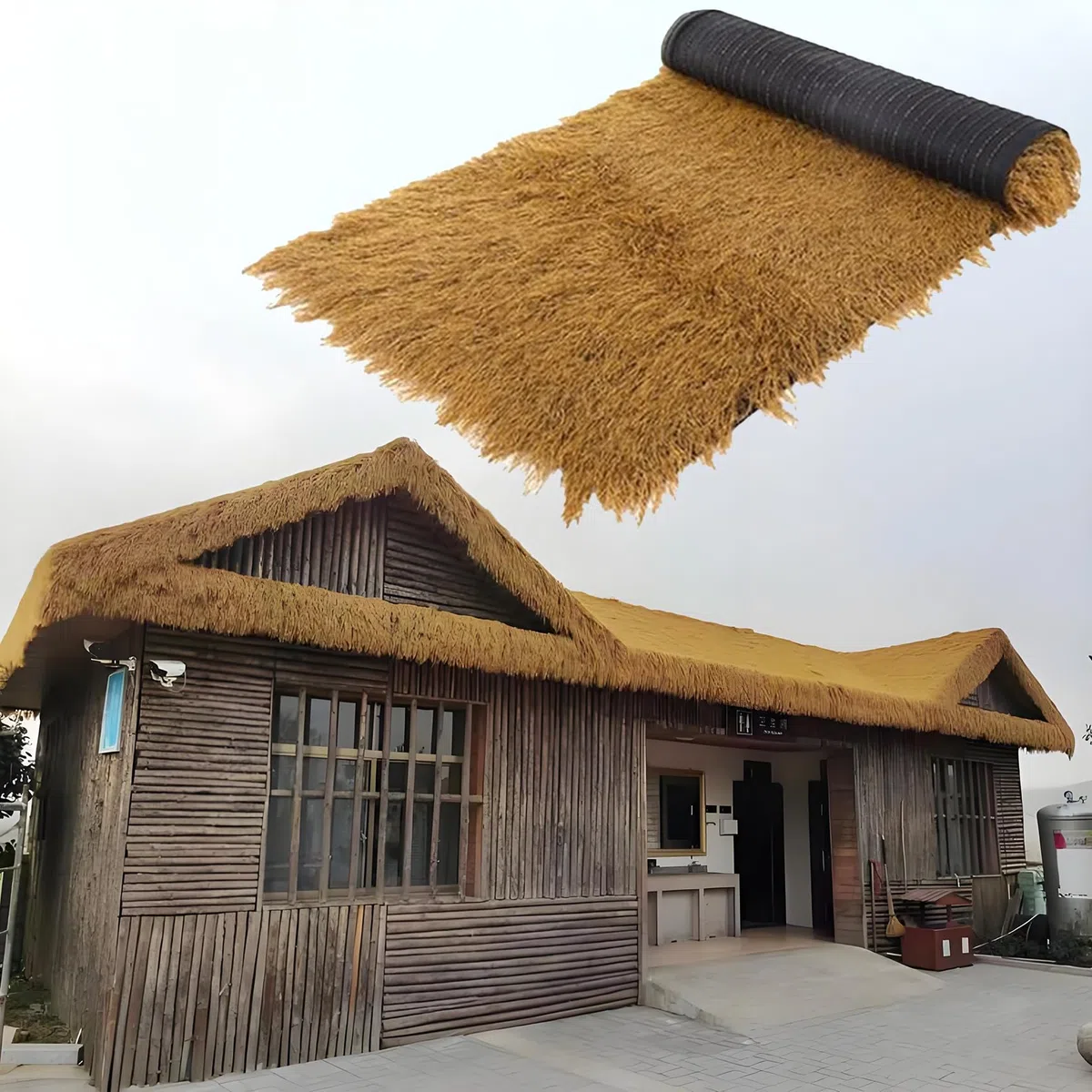 Tegole Artificiali in Paglia Simulata – Copertura PE/PP Resistente per Tiki Bar Gazebo, Giardini Anti-UV e Impermeabile Facile Installazione(Size:50cm*10m(19.7in*32.8ft))