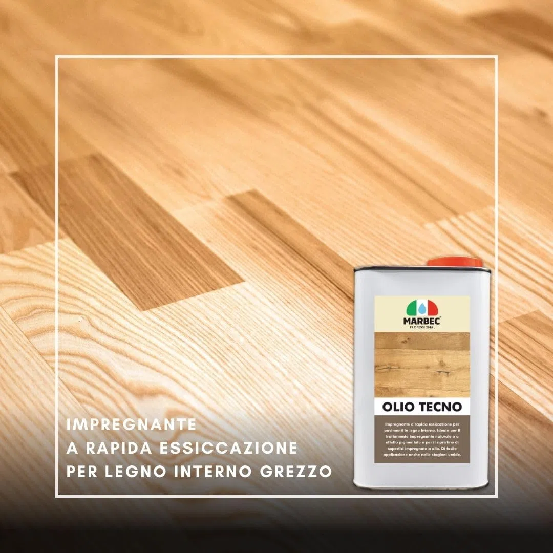 MARBEC OLIO TECNO 1LT Impregnante per legno interno a rapida essiccazione anche nelle stagioni umide. Non crea film e lascia al materiale un aspetto naturale.