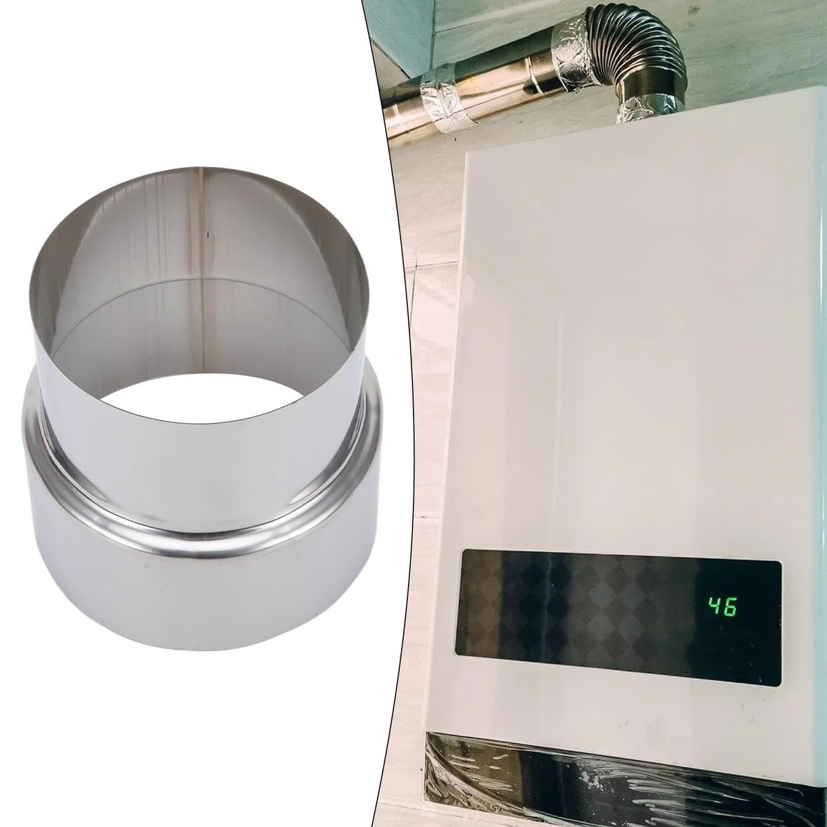 Riduttore per canna fumaria per stufe per camini in muratura, adattatore per rivestimento del condotto in acciaio inossidabile, da 120 mm a 100 mm, da 100 mm a 90 mm, da 80 mm a 60 mm (Ø90 mm/Ø80 mm)