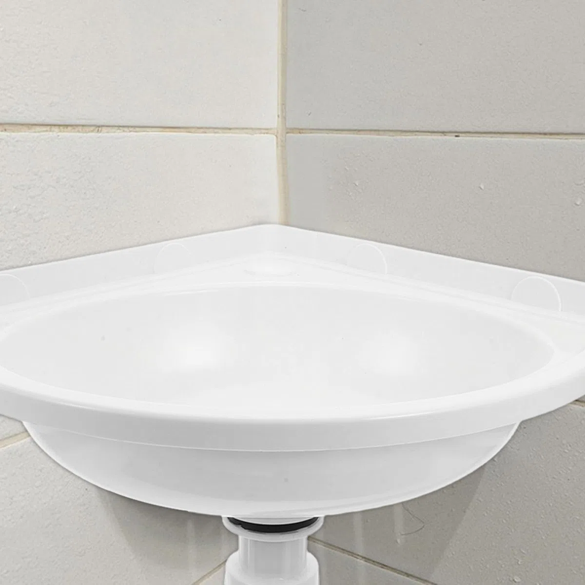 Uonlytech Lavandino angolare: Lavandino da bagno a parete angolare triangolare per bagni piccoli - Mobiletto sospeso per bagni compatti e aree di servizio