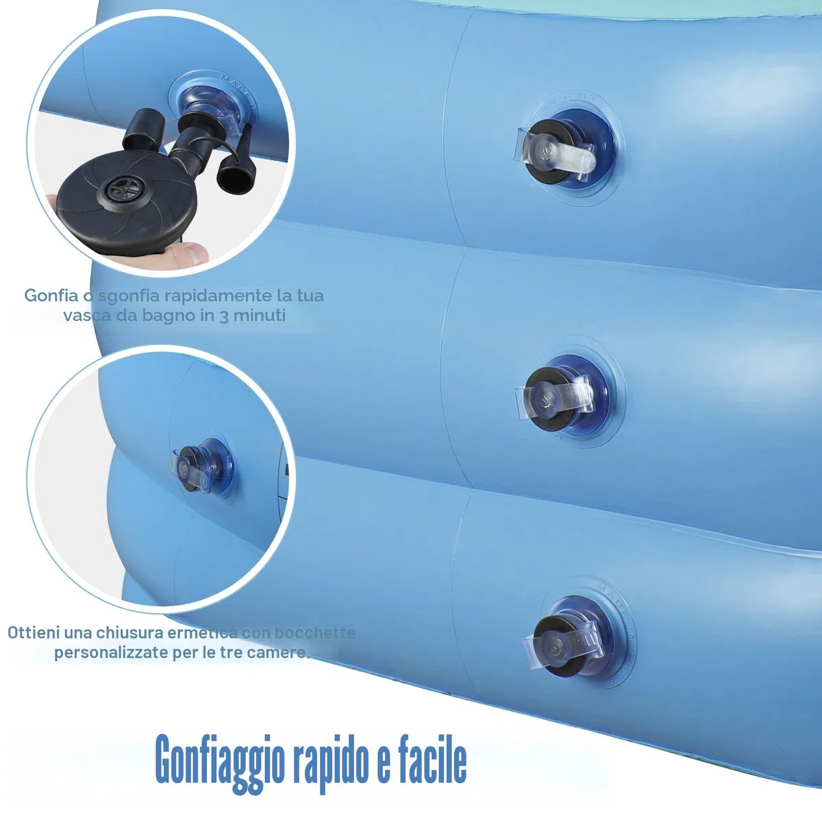 NArra Vasca da Bagno Gonfiabile per Adulti, Pieghevole in Plastica per Doccia, Portatile Autoportante, Interna ed Esterna, Facile da Gonfiare Con Pompa