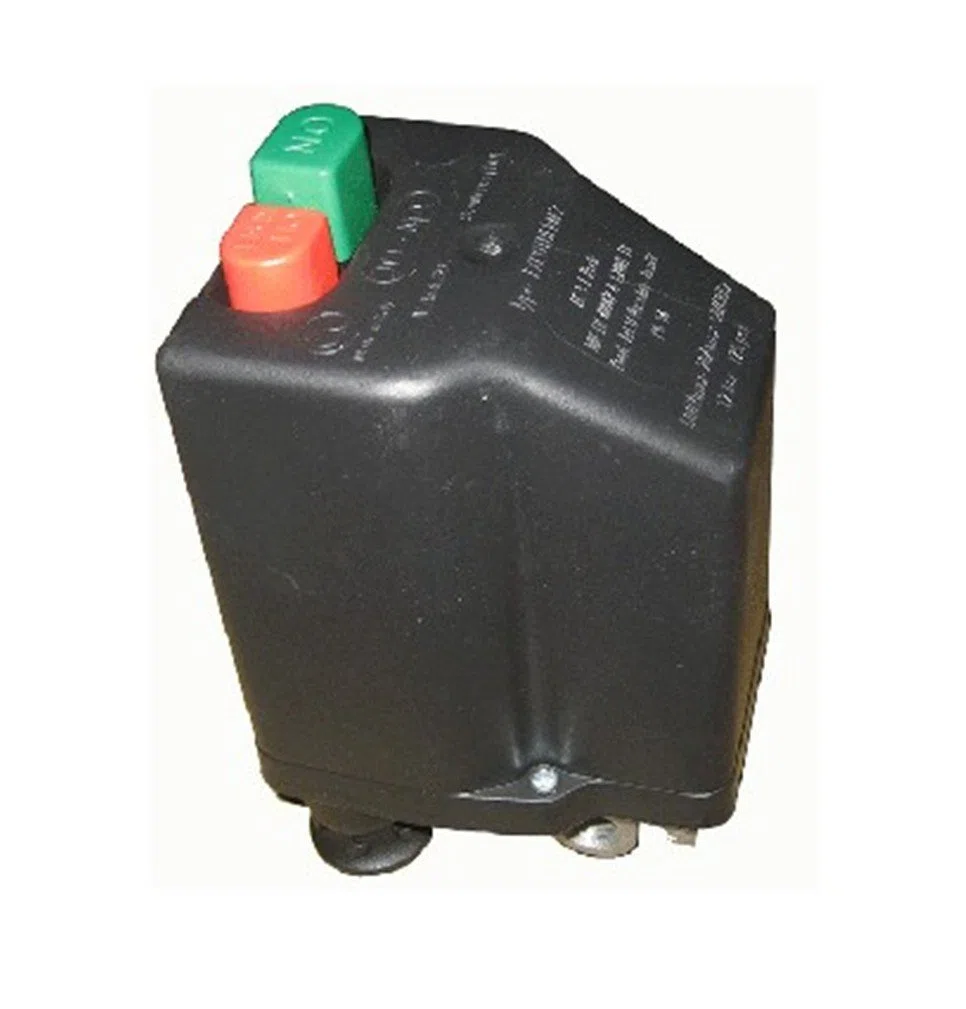 Pressostato italiano marchio NE-MA per compressori trifase da 6 a 10 ampere, attacco 1/4"+ interruttore