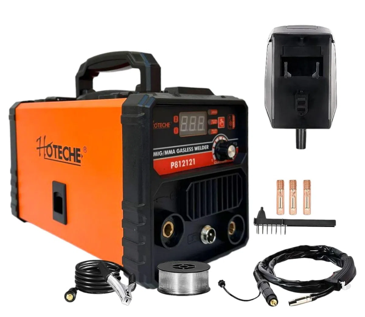 Saldatrice Multifunzione IGBT Inverter MMA + MIG Filo Continuo NO GAS 400A con Display Digitale Ventola di Raffreddamento Saldatrice Portatile Saldatura MIG MMA include Maschera, Torcia e Bobina