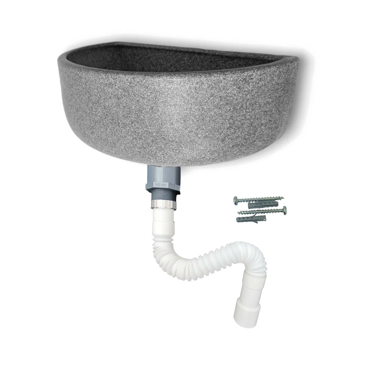 Varile Premium - Set lavandino in granito in plastica per giardino e cantina, con filtro di scarico per capelli in plastica