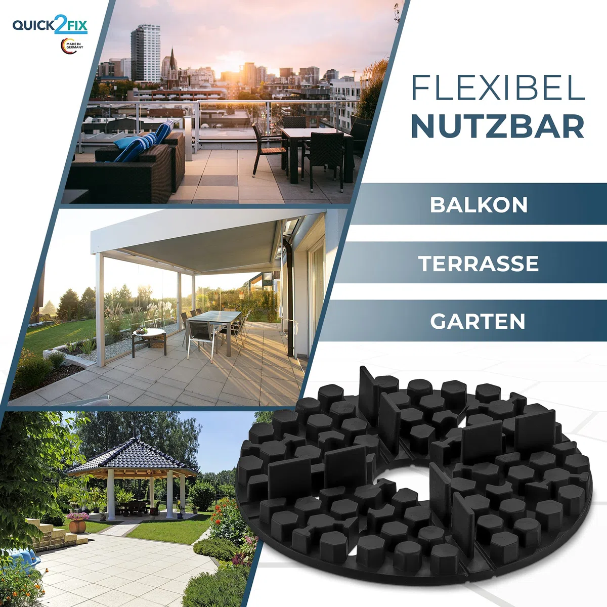 50 cuscinetti in gomma – Larghezza fughe 2 mm x altezza 10 mm – Cuscinetto a palo per pannelli terrazzi. Larghezza fughe 2 mm x altezza 10 mm. (2 x 10 mm (larghezza x altezza)
