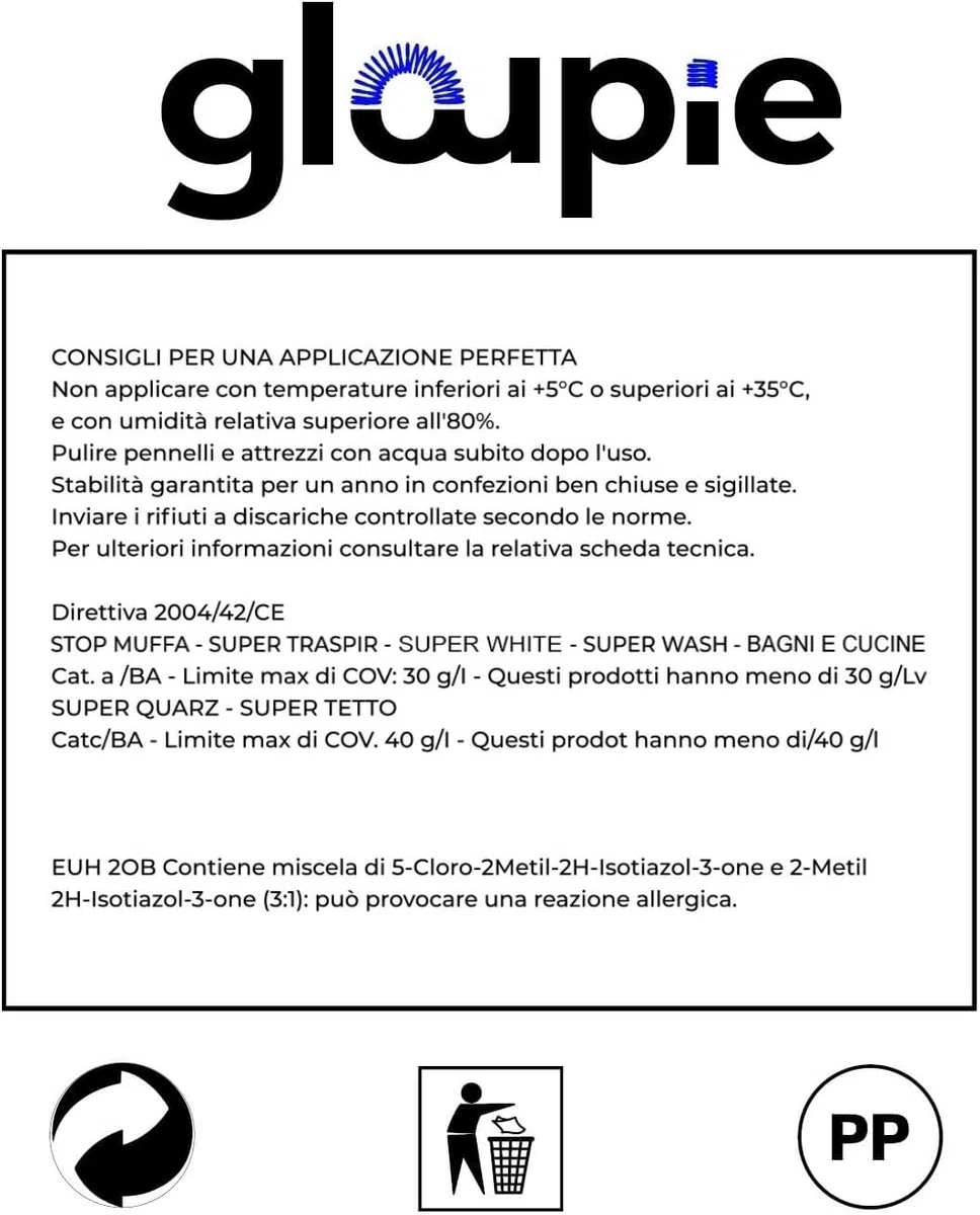 GLOUPIE SUPER TETTO Idropittura Acrilica Elastomerica Per Protezione E Decorazione Di Tetti E Superfici Esterne 14 Lt Bianco