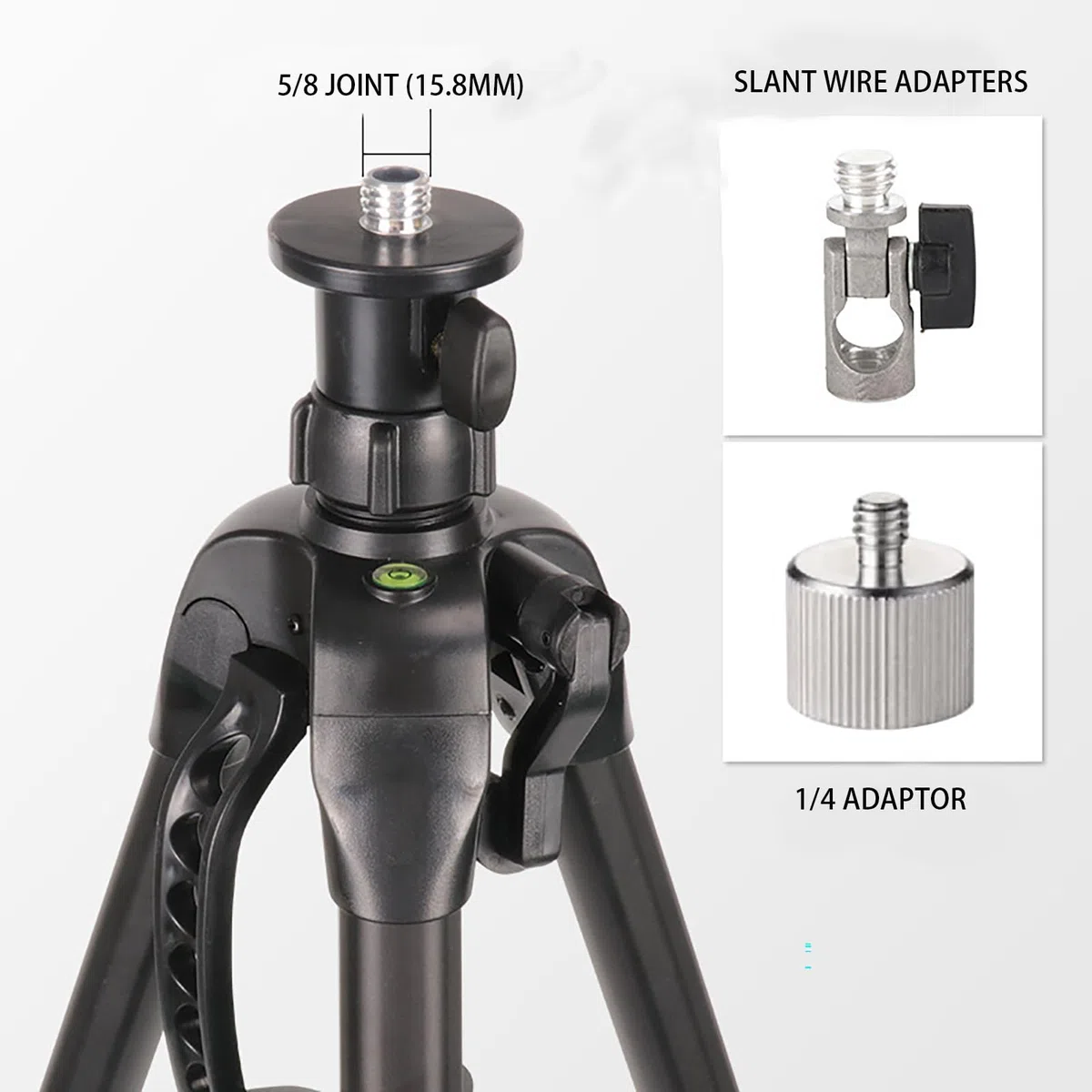 NEWFUN Treppiede per Livella Laser, Treppiede Livella Laser, Treppiedi, Dotato di Filettatura Maschio da 5/8" e Adattatore da 1/4", Adatto Alla Maggior Parte dei Tipi di Livella, Altezza: 58cm-160cm