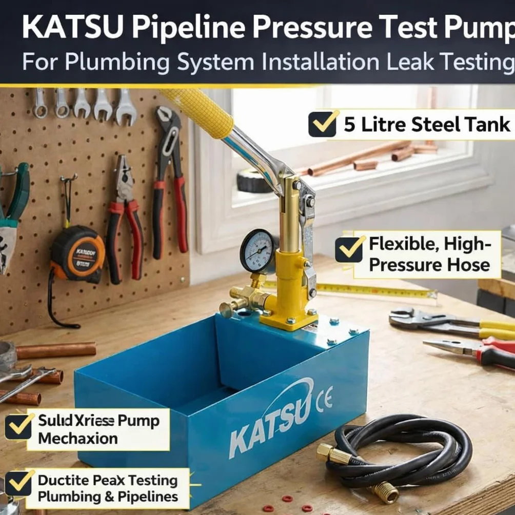 KATSU Pompa di prova della pressione della tubazione, prova di tenuta idraulica 5L 0-50Bar manuale per l'ispezione dell'installazione del sistema di tubazioni dell'acqua calda e fredda 318927