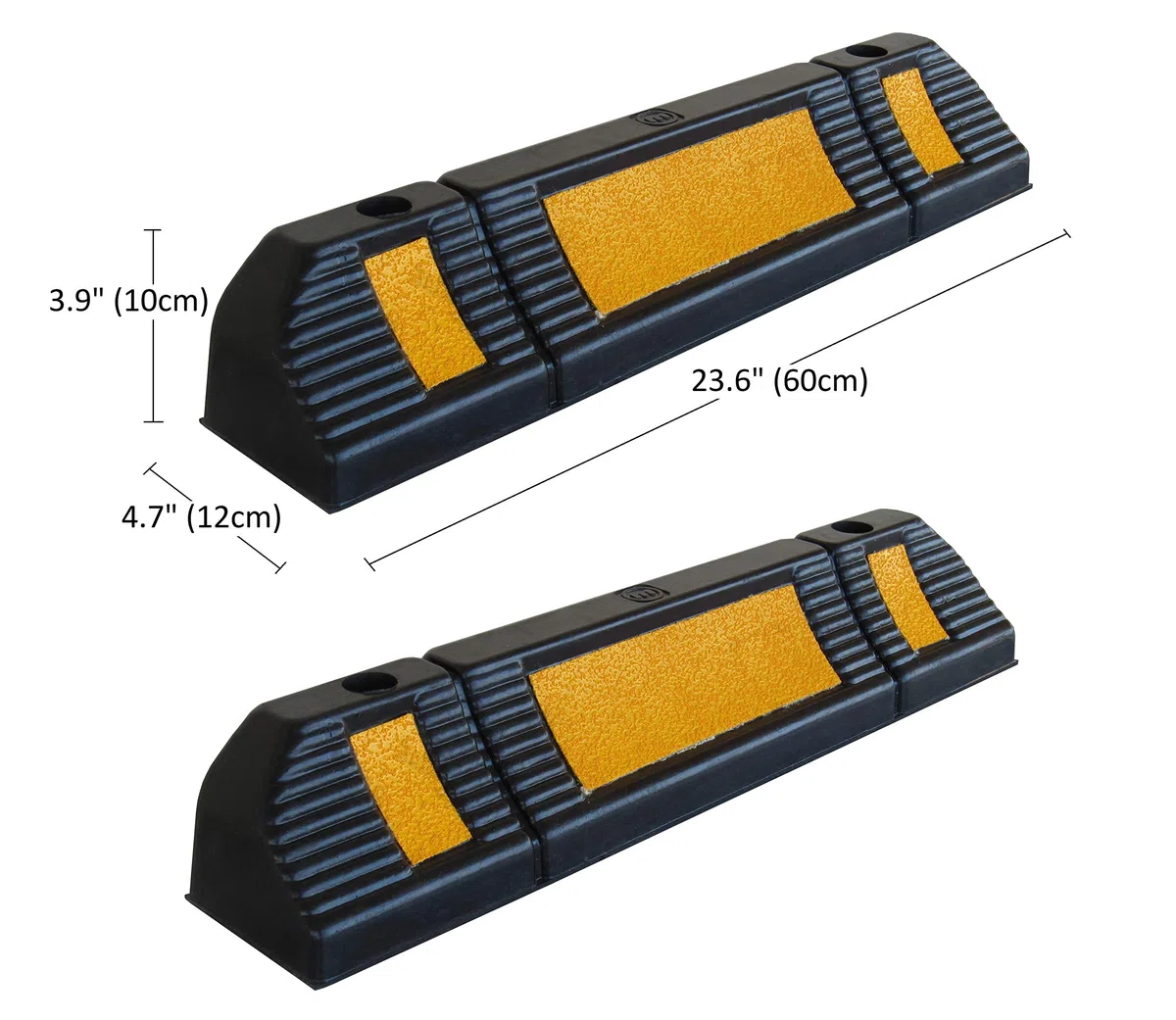 RWS-225 Fermaruote in Gomma per Parcheggi Commerciali o Personali e per Garages Privati, Nero e Giallo 60x12x10 cm (Pacco da 2)