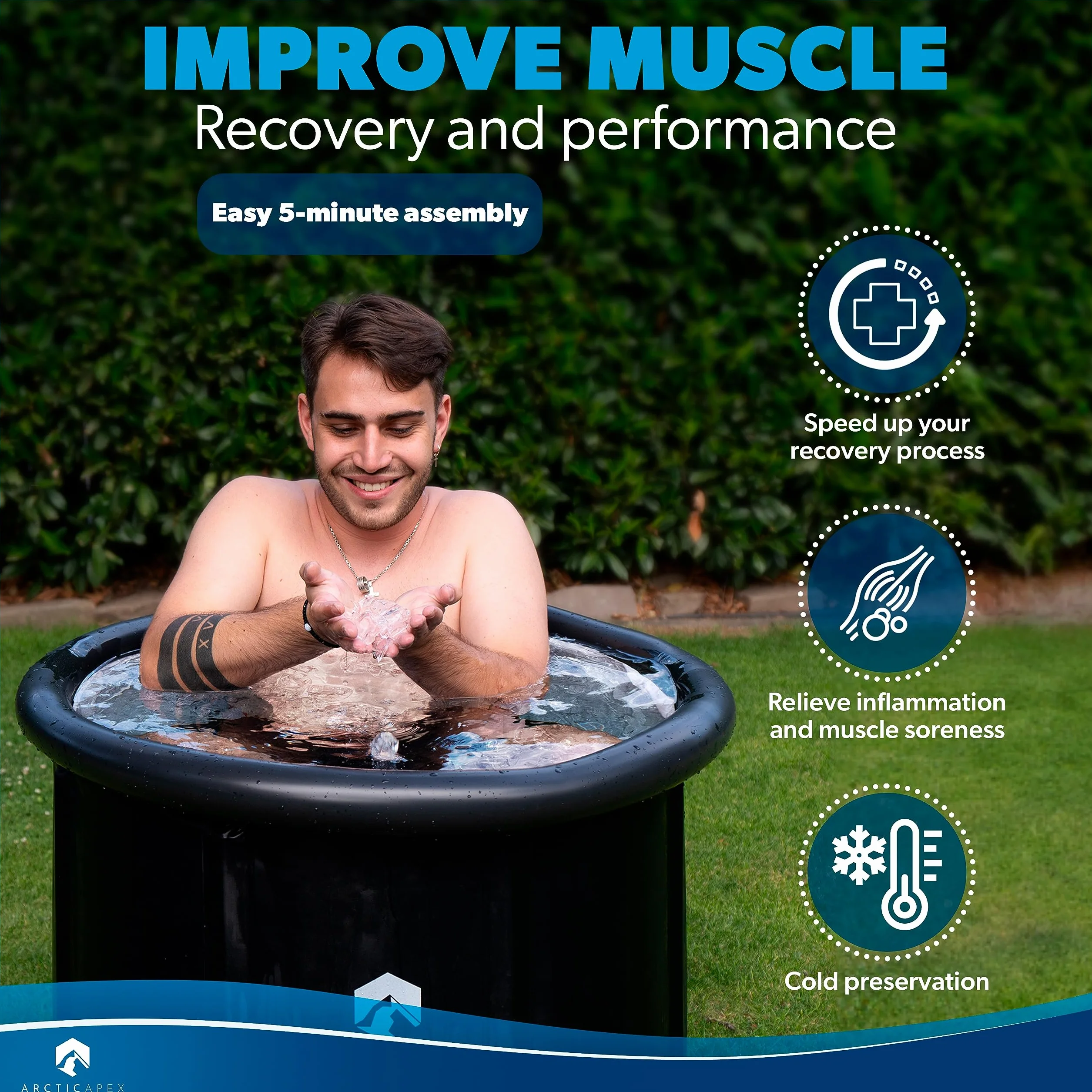 Vasche per crioterapia ArcticApex Ice Bath - Soluzione definitiva per recupero e benessere con esperienza di alta qualità della vasca bagno per ghiaccio