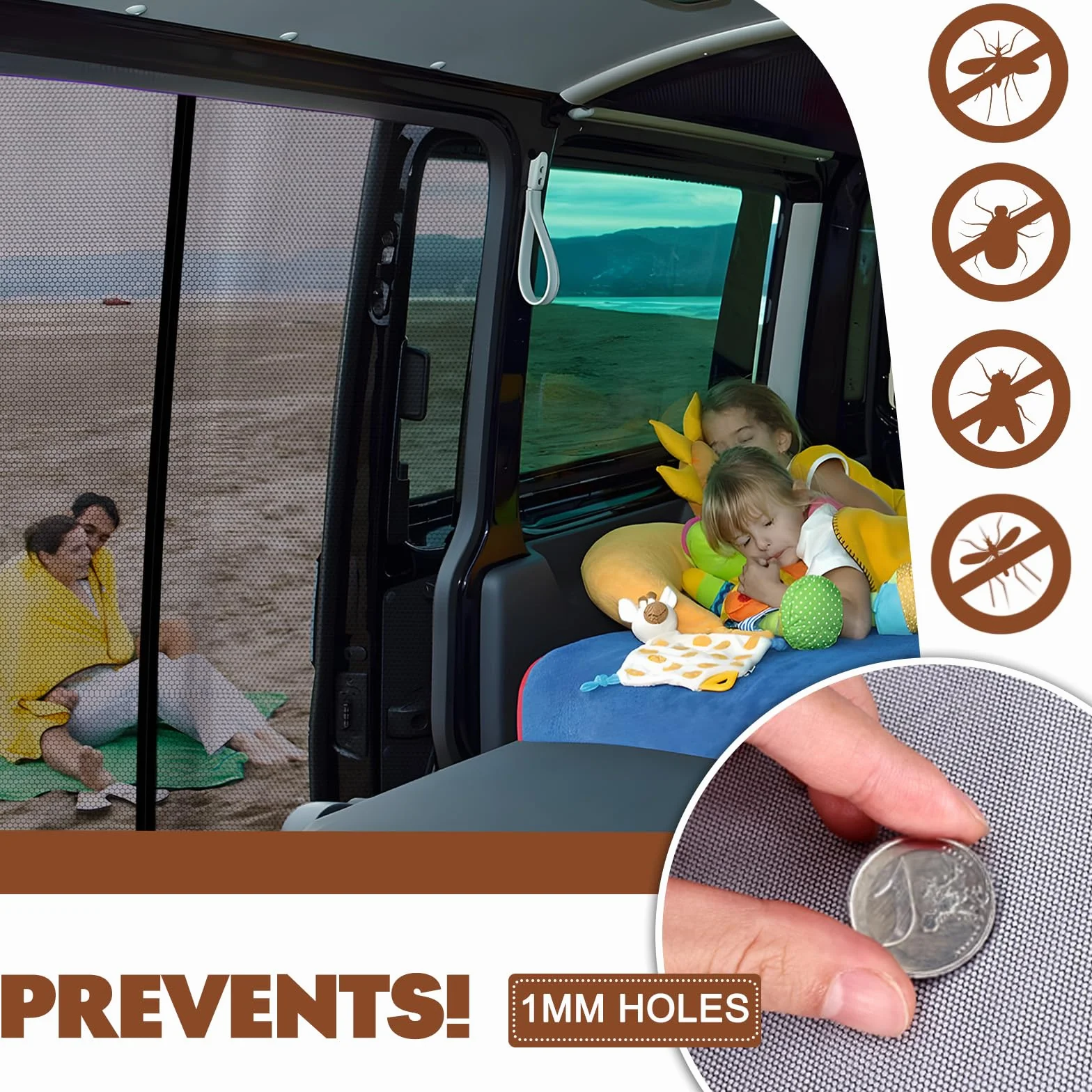 ZATOOTO Zanzariera Magnetica Compatibile VW T5 T6 per Porta Scorrevole, Zanzariera Protezione Insetti, Protezione Solare, Rete Ombreggiante Porta Laterale Campeggio