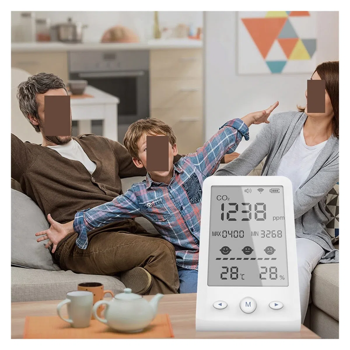 Rilevatore di gas, monitor di gas, Monitor di qualità dell'aria con tuya WiFi, mini misuratore di anidride carbonica da banco, termoigrometro per gas in ambienti naturali e industriali