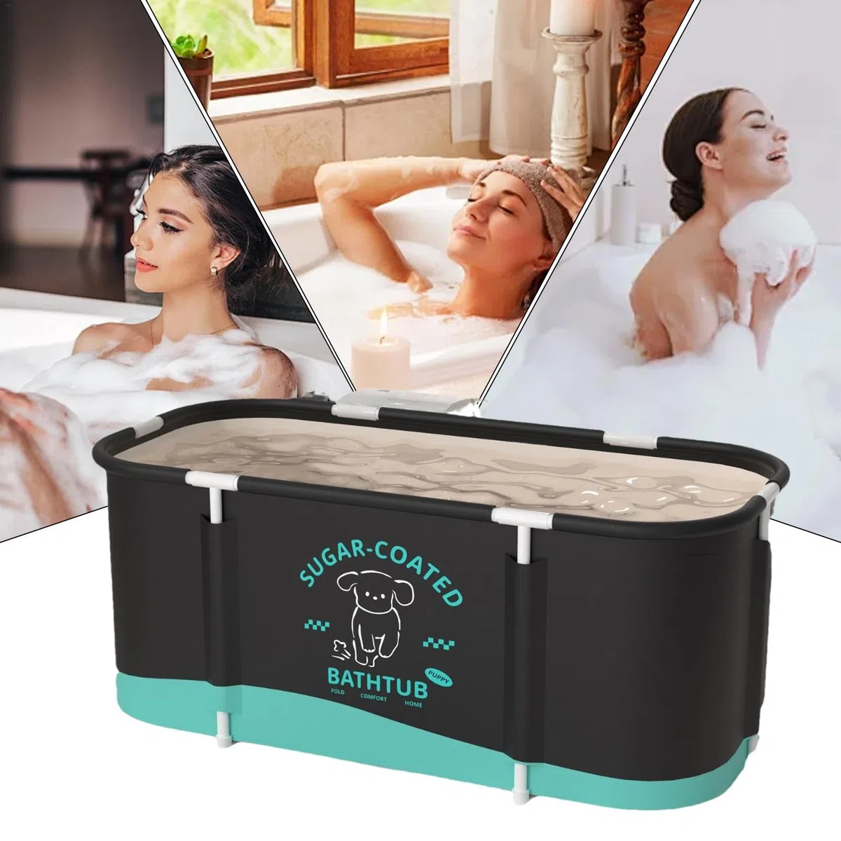 Vasca da Bagno Portatile e Pieghevole Per Adulti - SPA 110 x 60 x 50 cm Con Sistema di Controllo Temperatura Fredda e Calda Per Interni