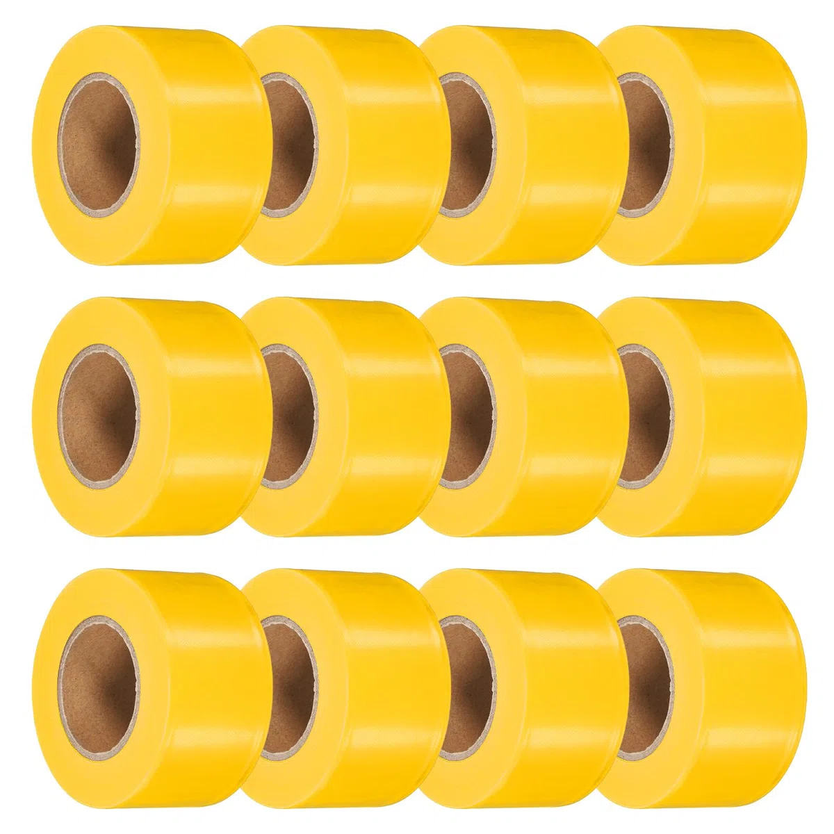 PATIKIL 12 Confezioni Nastro Segnaletico Fluorescente Giallo, 1.5" x 150 Ft Nastro PVC Neon Non Adesivo Rotolo Marcatura Per Segnalazione Alberi, Sentieri