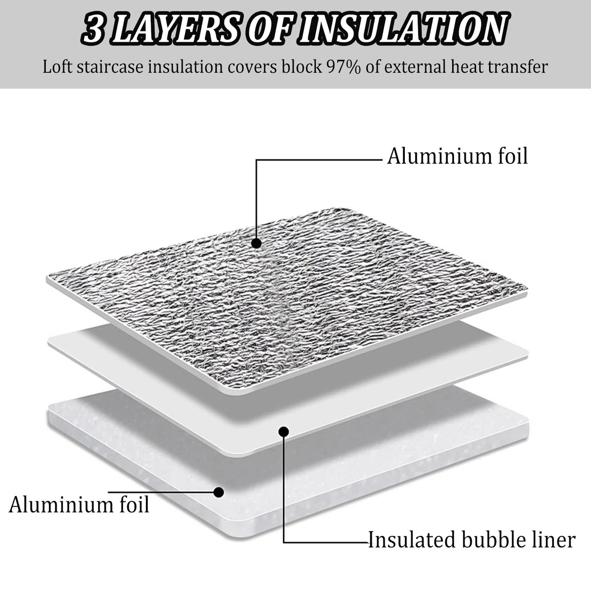 Copertura isolante per Scale Mansardate, Sottotetto Scale Copertura Isolante con Cerniera, Copertura Isolante per Porta Della Soffitta Isolamento di Alta Qualità Impermeabile Doppia Bolla,138X63,5X28