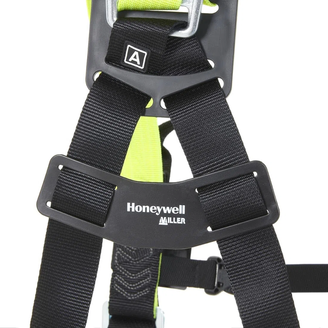 MILLER Honeywell Imbracatura integrale H500 Industrial Standard IS5 con fibbie automatiche per gambe a sgancio rapido, fibbie toraciche a clip automatica, peso 140 kg, verde agrumi, misura 1, 1036113
