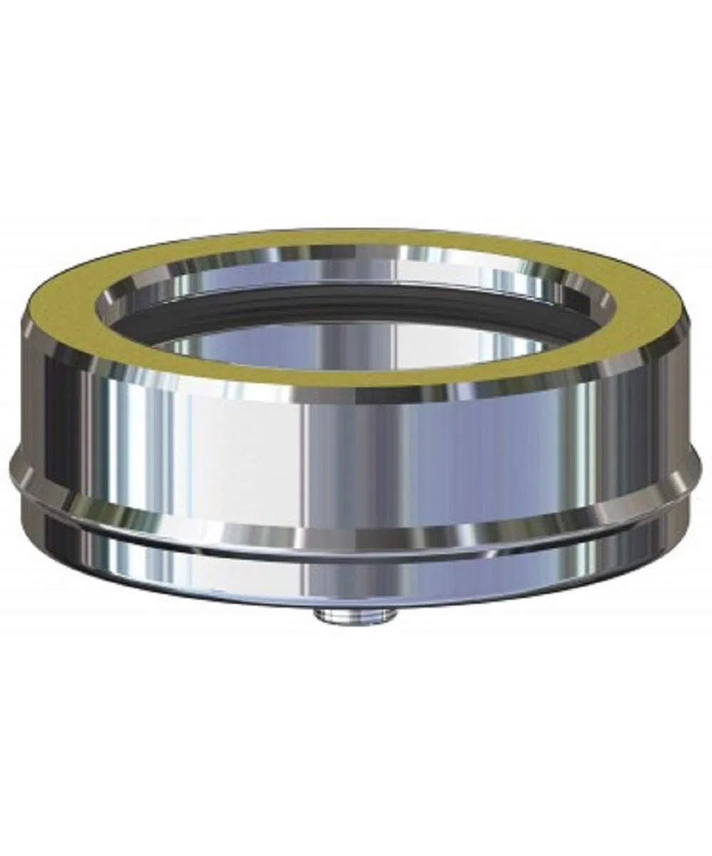 Tappo con scarico condensa in acciaio inox doppia parete per canna fumaria (DN 150-200)