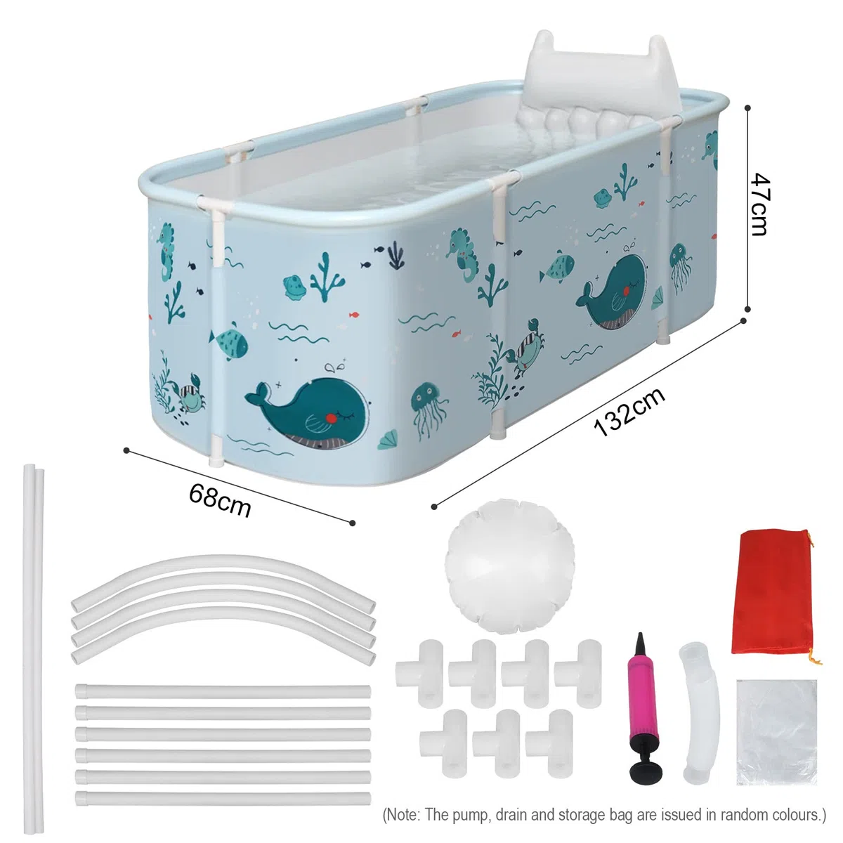 Vasca da bagno pieghevole, vasca da bagno portatile a 3 strati, vasca da bagno in PVC per adulti e bambini (Animato-140cm)