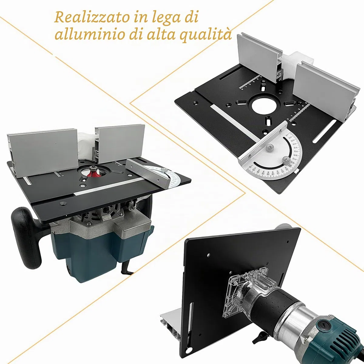 Set di 2 Piastra Fresatrice Da Banco in Alluminio, Piastre per Fresatura con Router Lift, Accessori per Fresatrice per La Lavorazione Del Legno