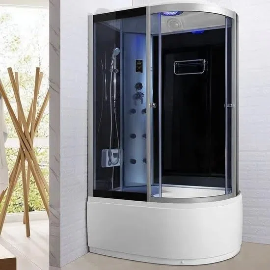 Bagno Italia Cabina doccia idromassaggio box semicircolare 6 getti multifunzione 120x80 cm con bluetooth