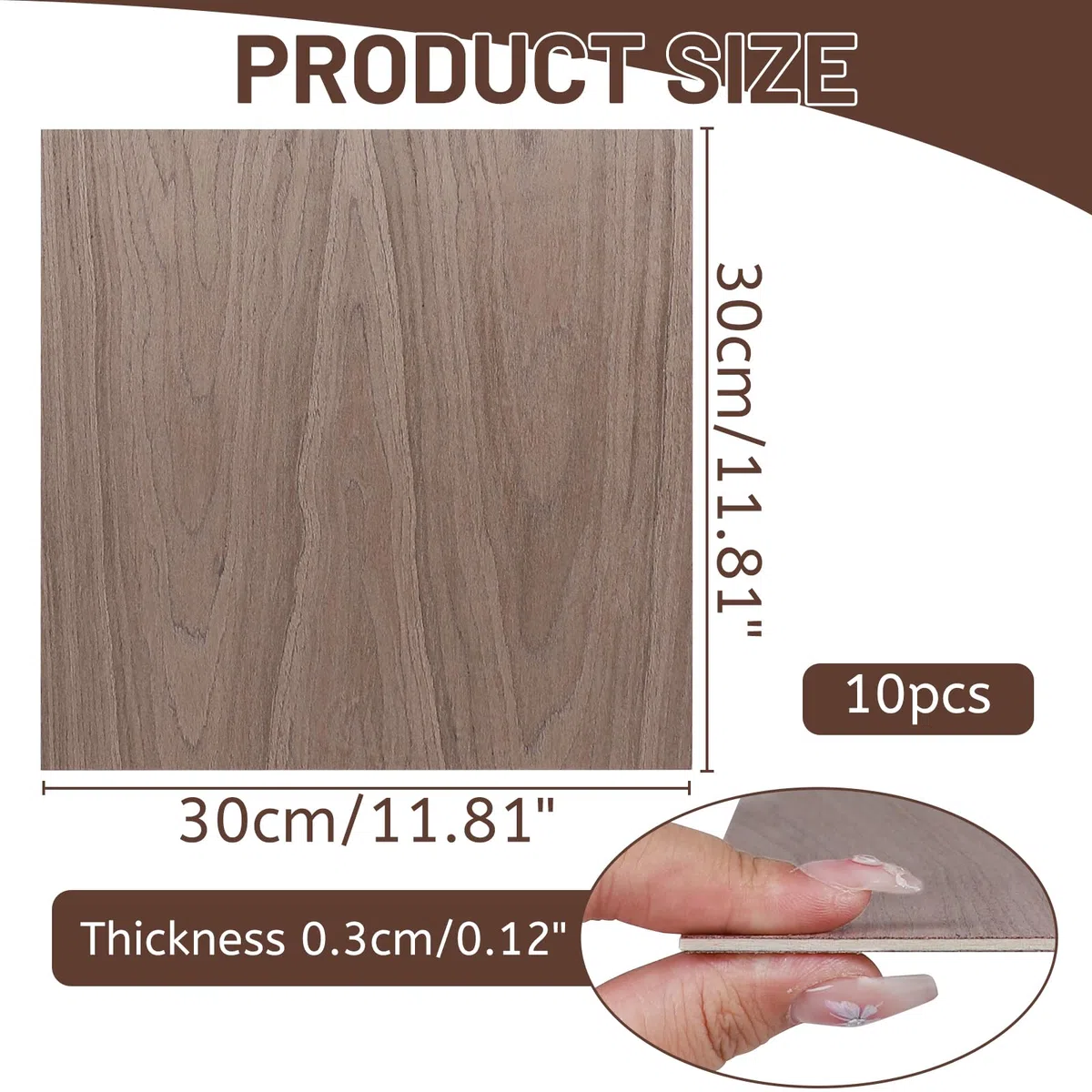 DBREAKS 10 Noce Pannello Legno Fai Da Te da 3 mm, 300 x 300 x 3 mm, per Taglio laser, Incisione a Laser, Modello